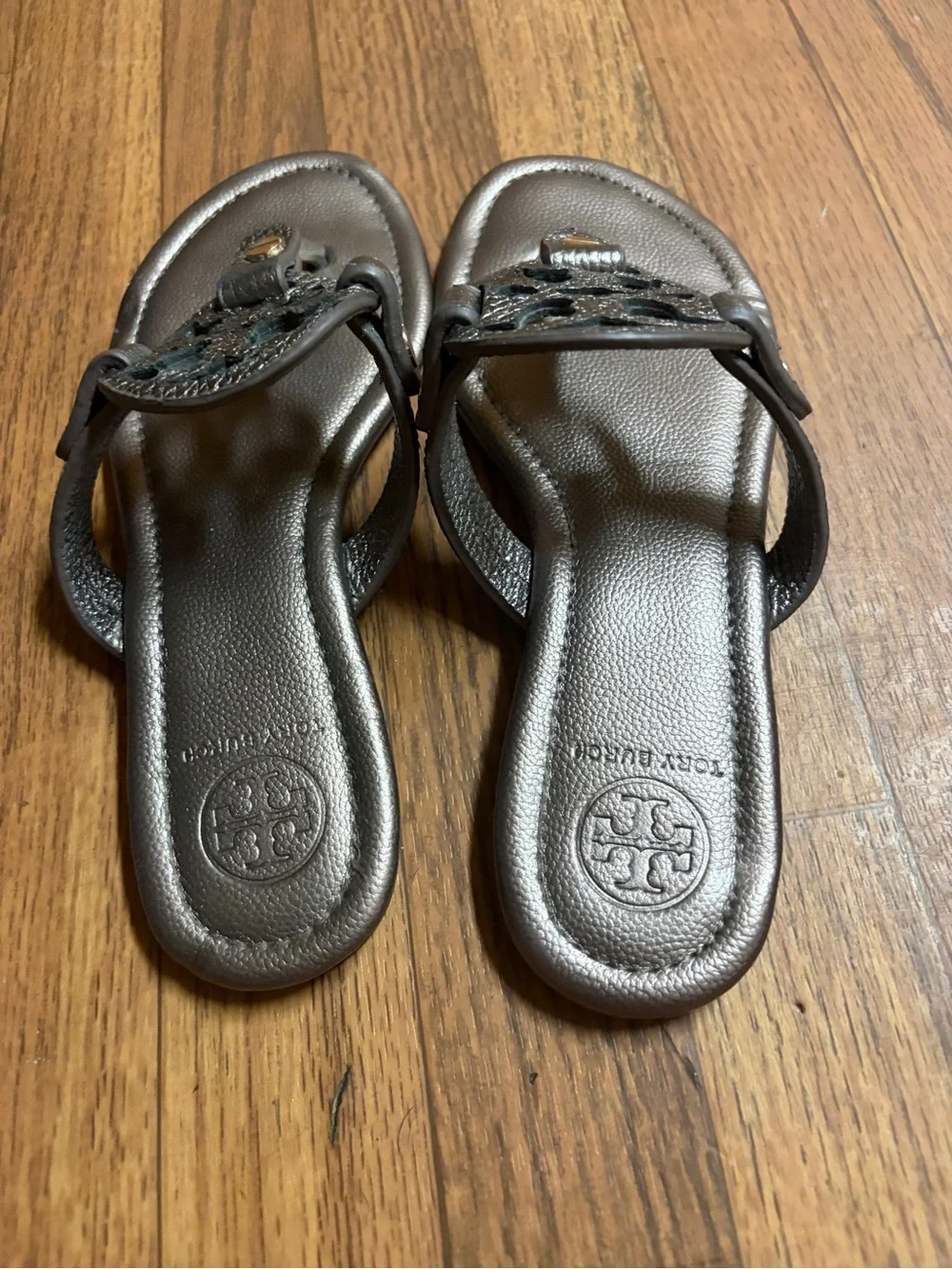 Tory Burch Metallic Black Miller Thong Sandals